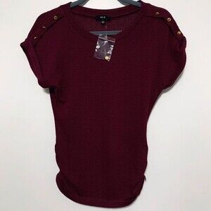 Mine Burgundy top women short sleeve knit top size M